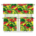 Leaf Watermelon Pieces Pattern Print 3 Piece Kitchen Curtains