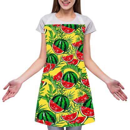 Leaf Watermelon Pieces Pattern Print Adjustable Apron