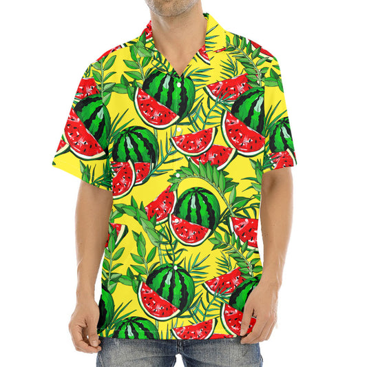 Leaf Watermelon Pieces Pattern Print Aloha Shirt