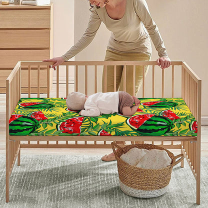 Leaf Watermelon Pieces Pattern Print Baby Crib Sheet