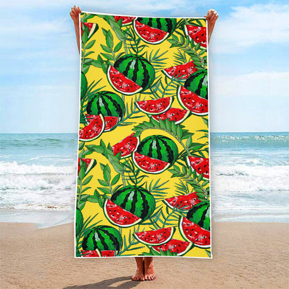 Leaf Watermelon Pieces Pattern Print Beach Towel