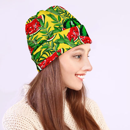Leaf Watermelon Pieces Pattern Print Beanie