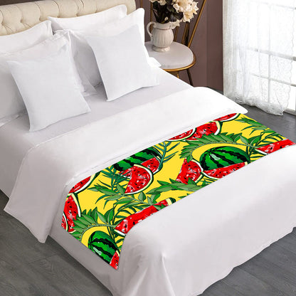 Leaf Watermelon Pieces Pattern Print Bed Runner