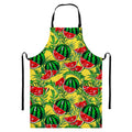 Leaf Watermelon Pieces Pattern Print Bib Apron With Pocket