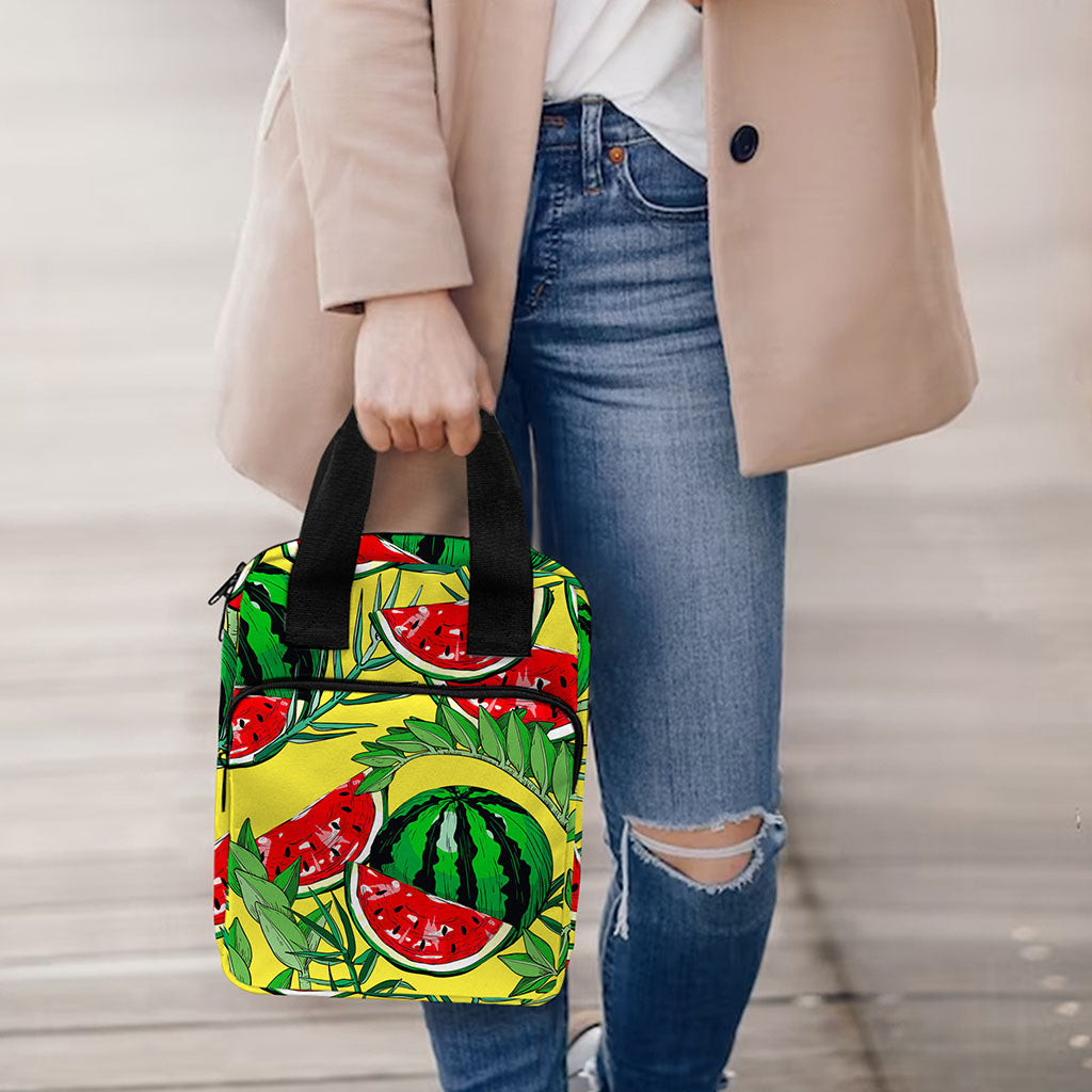 Leaf Watermelon Pieces Pattern Print Bible Tote Bag