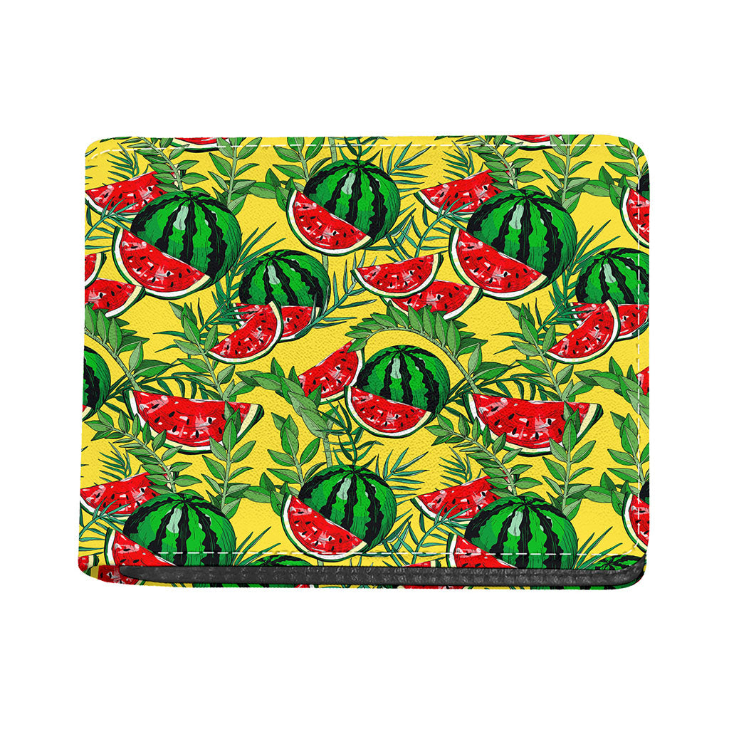 Leaf Watermelon Pieces Pattern Print Bifold Wallet