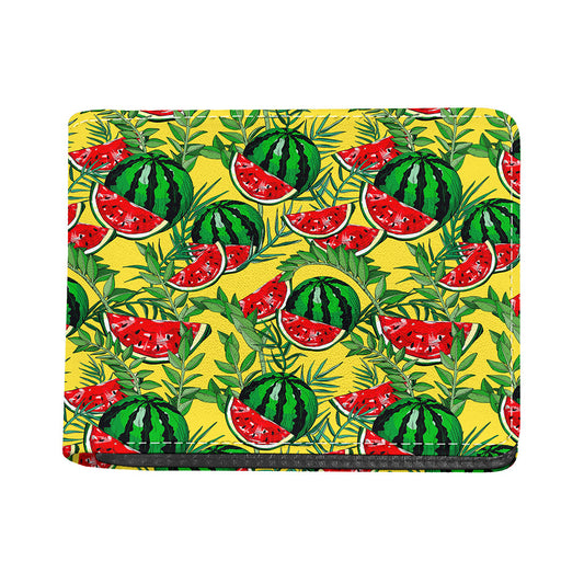 Leaf Watermelon Pieces Pattern Print Bifold Wallet