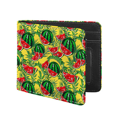 Leaf Watermelon Pieces Pattern Print Bifold Wallet
