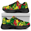 Leaf Watermelon Pieces Pattern Print Black Chunky Shoes
