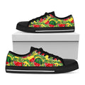 Leaf Watermelon Pieces Pattern Print Black Low Top Sneakers