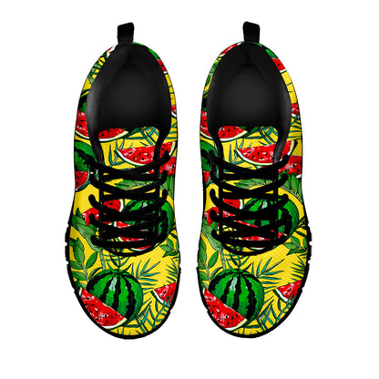 Leaf Watermelon Pieces Pattern Print Black Running Shoes