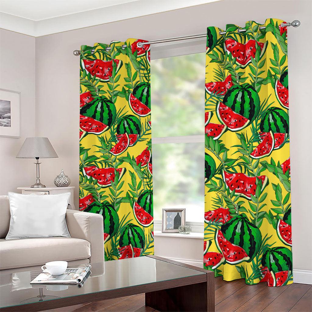 Leaf Watermelon Pieces Pattern Print Blackout Grommet Curtains