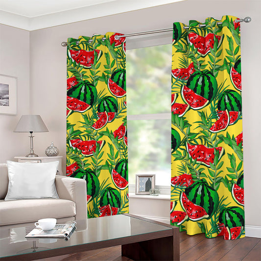 Leaf Watermelon Pieces Pattern Print Blackout Grommet Curtains