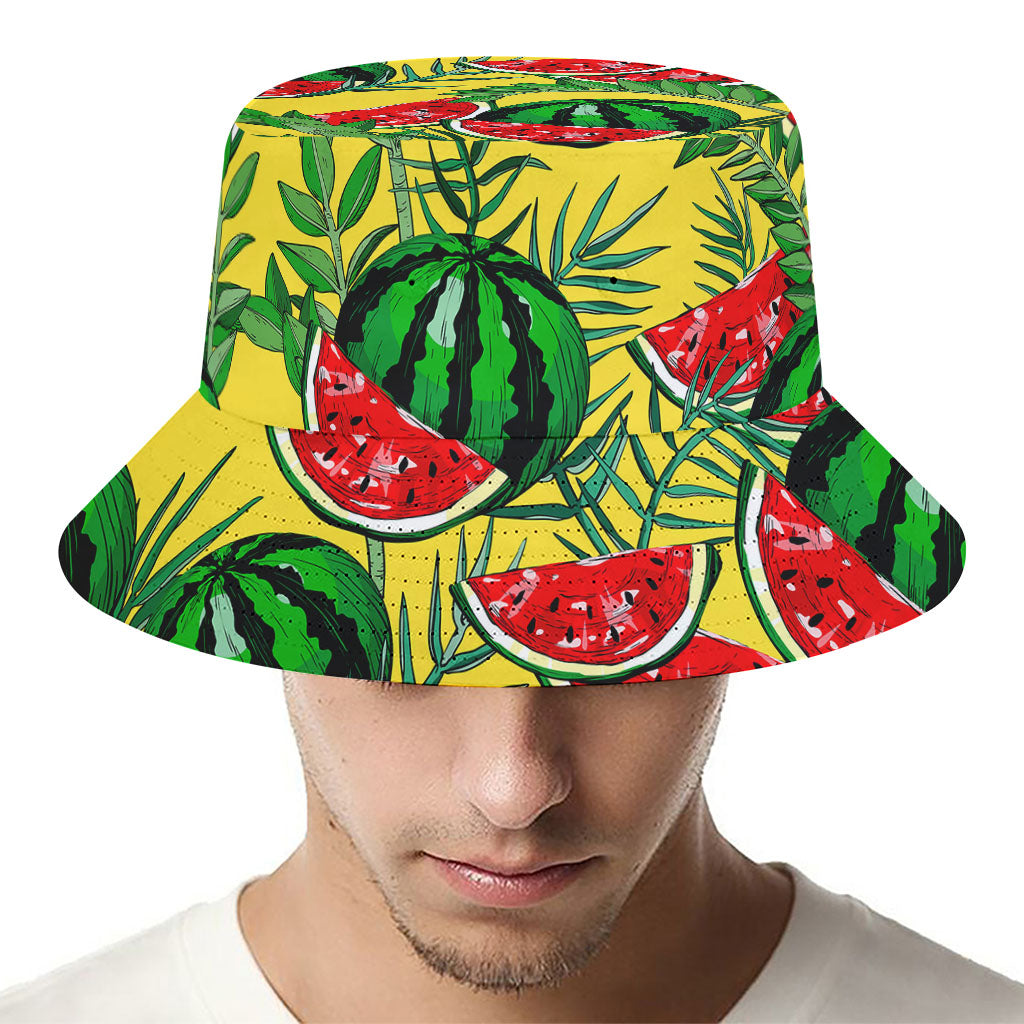 Leaf Watermelon Pieces Pattern Print Bucket Hat