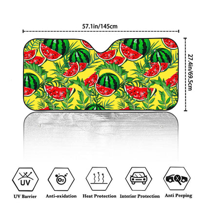 Leaf Watermelon Pieces Pattern Print Car Windshield Sun Shade