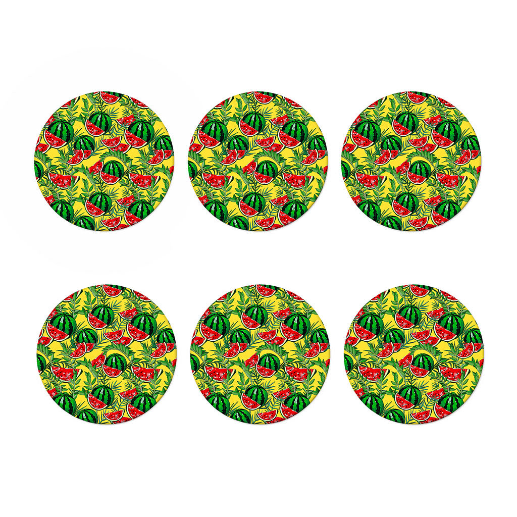 Leaf Watermelon Pieces Pattern Print Coaster Set