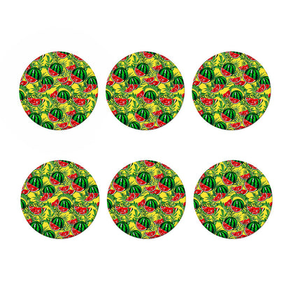 Leaf Watermelon Pieces Pattern Print Coaster Set