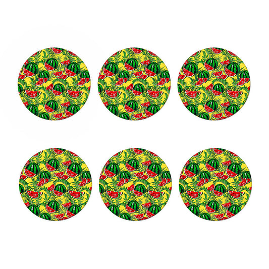 Leaf Watermelon Pieces Pattern Print Coaster Set