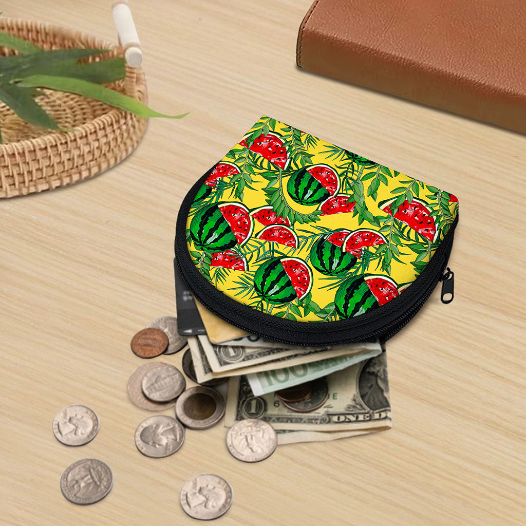 Leaf Watermelon Pieces Pattern Print Coin Purse