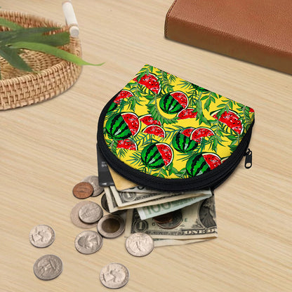 Leaf Watermelon Pieces Pattern Print Coin Purse