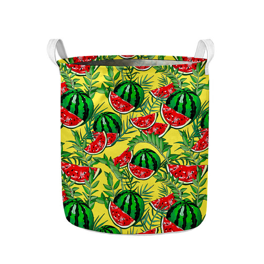 Leaf Watermelon Pieces Pattern Print Collapsible Laundry Basket