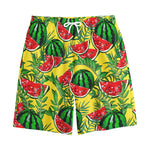 Leaf Watermelon Pieces Pattern Print Cotton Shorts