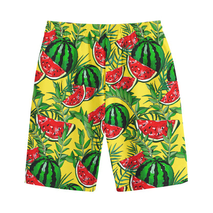 Leaf Watermelon Pieces Pattern Print Cotton Shorts