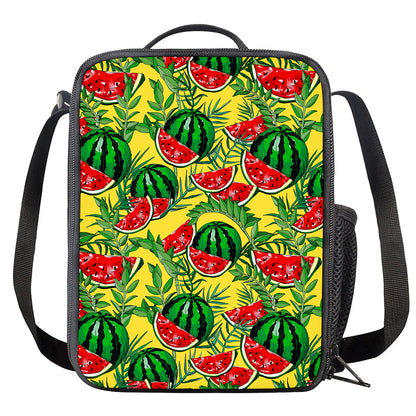 Leaf Watermelon Pieces Pattern Print Crossbody Lunch Bag
