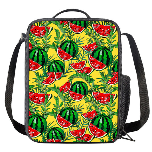 Leaf Watermelon Pieces Pattern Print Crossbody Lunch Bag