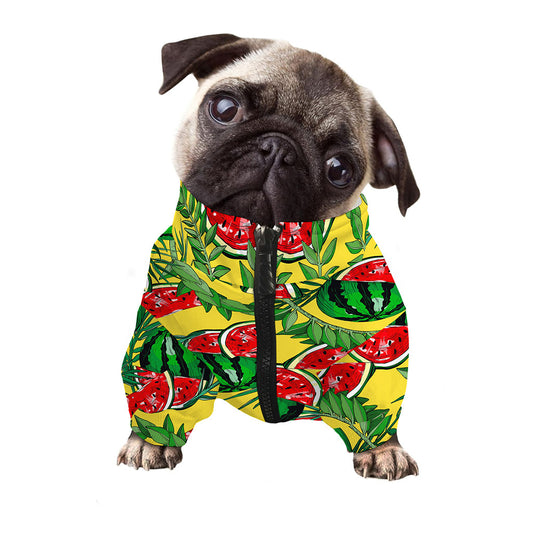 Leaf Watermelon Pieces Pattern Print Dog Zip Up Jacket