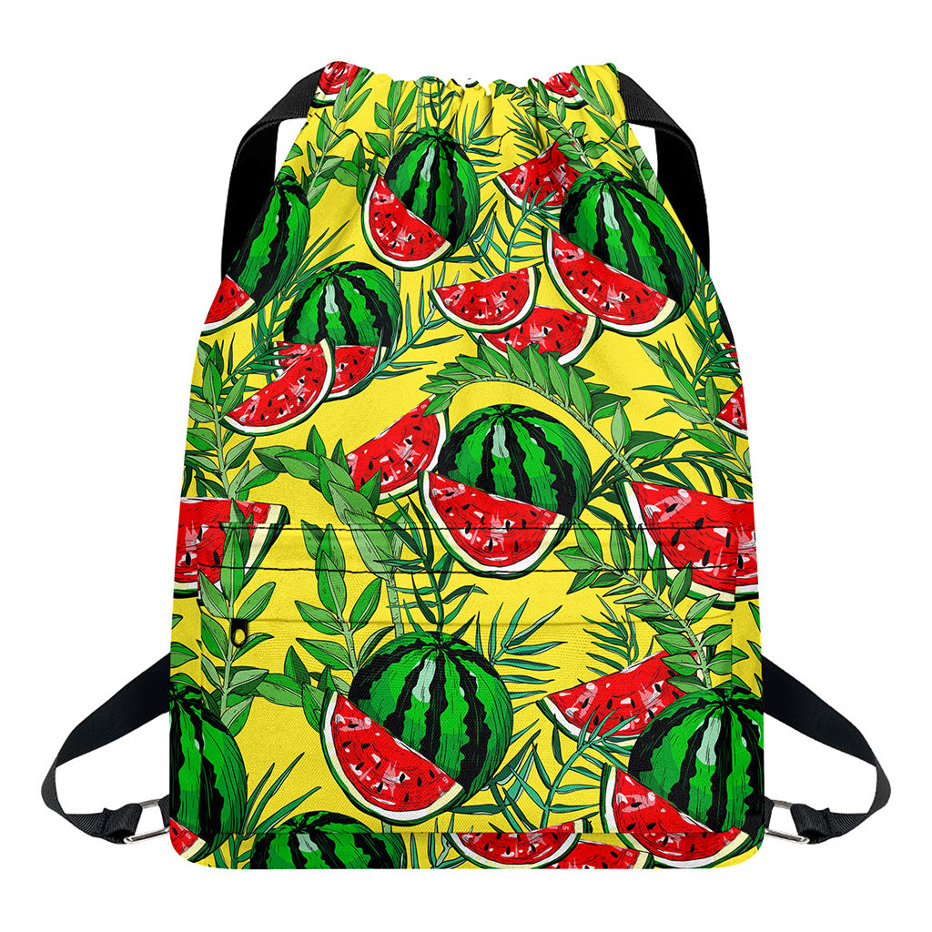 Leaf Watermelon Pieces Pattern Print Drawstring Backpack