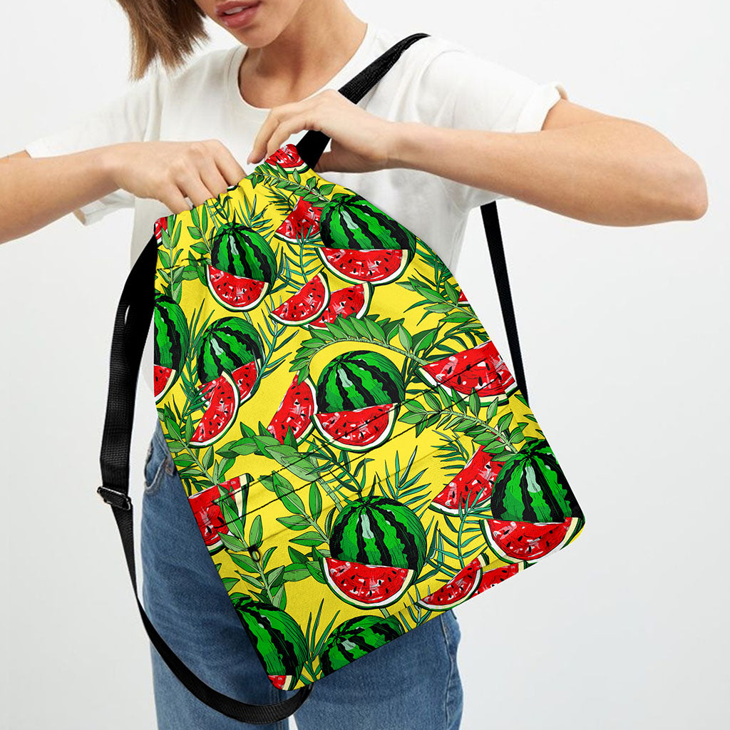 Leaf Watermelon Pieces Pattern Print Drawstring Backpack