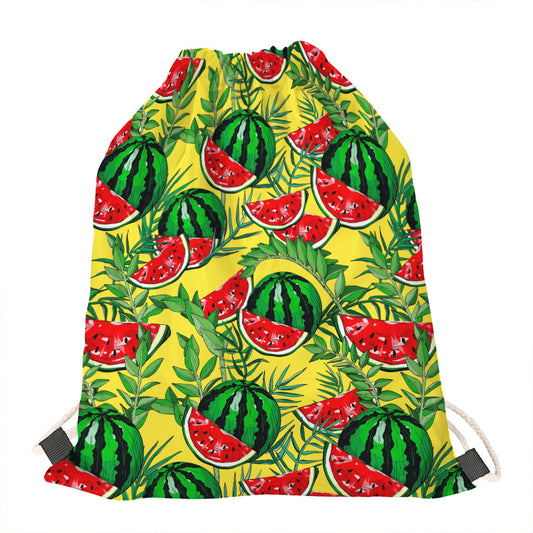 Leaf Watermelon Pieces Pattern Print Drawstring Bag