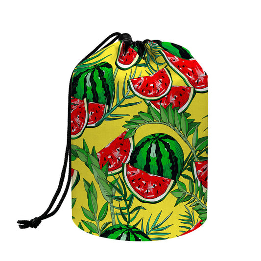 Leaf Watermelon Pieces Pattern Print Drawstring Makeup Bag