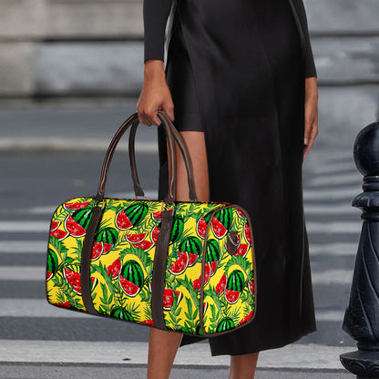 Leaf Watermelon Pieces Pattern Print Duffle Bag