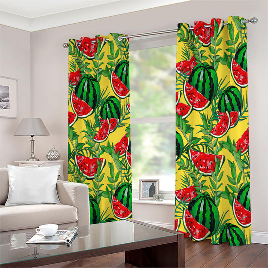 Leaf Watermelon Pieces Pattern Print Extra Wide Grommet Curtains
