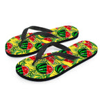 Leaf Watermelon Pieces Pattern Print Flip Flops