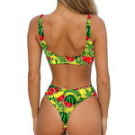 Leaf Watermelon Pieces Pattern Print Front Bow Tie Bikini