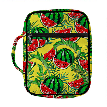 Leaf Watermelon Pieces Pattern Print Front Pocket Bible Bag