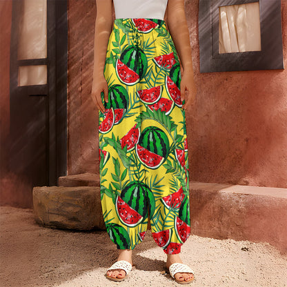 Leaf Watermelon Pieces Pattern Print Harem Pants
