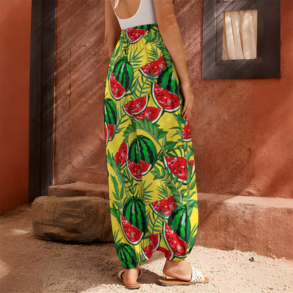 Leaf Watermelon Pieces Pattern Print Harem Pants
