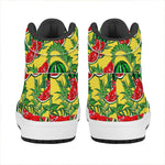 Leaf Watermelon Pieces Pattern Print High Top Leather Sneakers