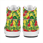 Leaf Watermelon Pieces Pattern Print High Top Leather Sneakers