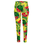 Leaf Watermelon Pieces Pattern Print High-Waisted Pocket Leggings