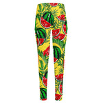 Leaf Watermelon Pieces Pattern Print High-Waisted Pocket Leggings
