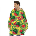 Leaf Watermelon Pieces Pattern Print Hoodie Blanket