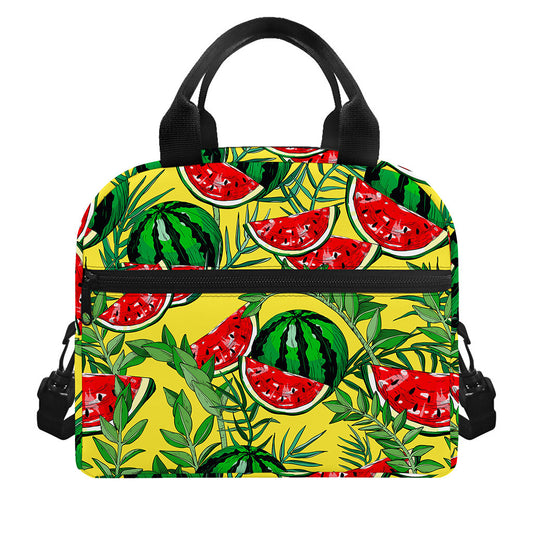 Leaf Watermelon Pieces Pattern Print Insulated Lunch Bag
