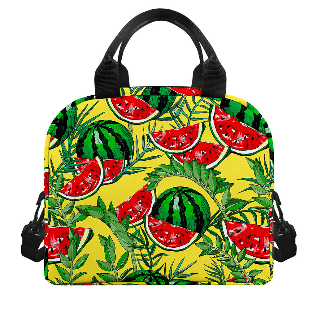 Leaf Watermelon Pieces Pattern Print Insulated Lunch Bag