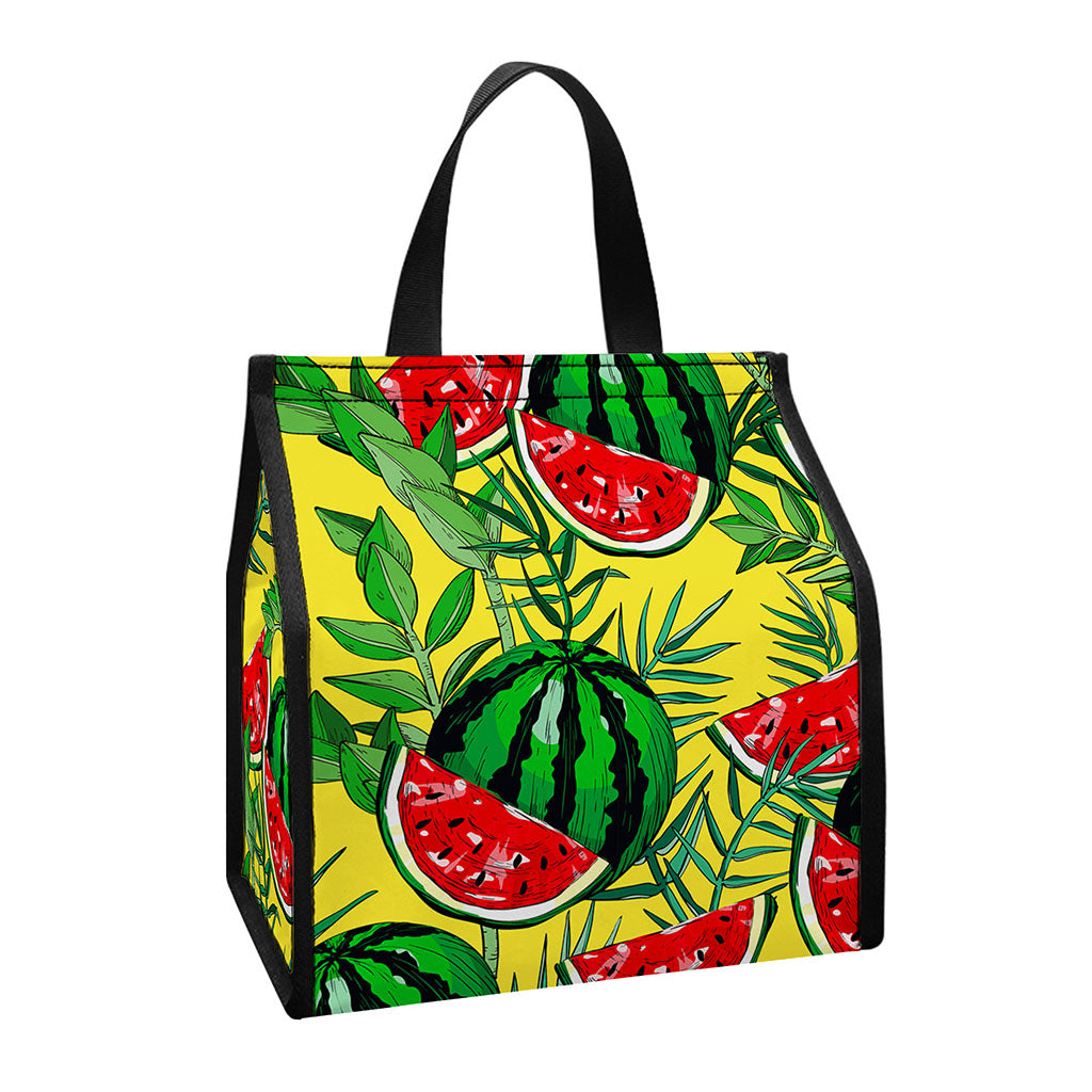 Leaf Watermelon Pieces Pattern Print Insulated Lunch Tote