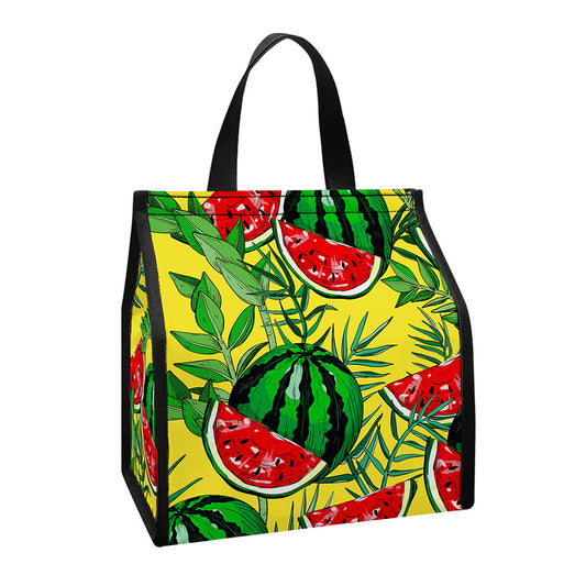 Leaf Watermelon Pieces Pattern Print Insulated Lunch Tote